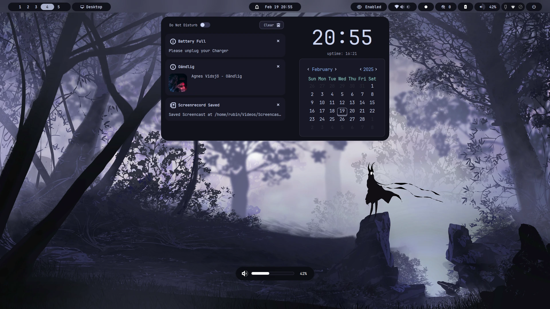 a showcase image with a description that reads: A semi-customizable bar written using the Fabric Widget System.